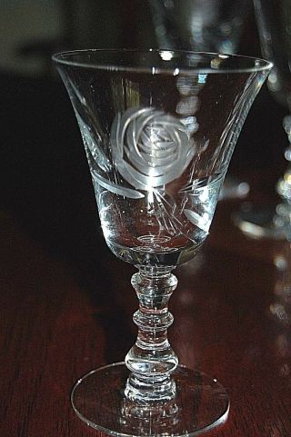 Vintage Set Of 2 Fostoria 6036 Rose Crystal Water Goblet