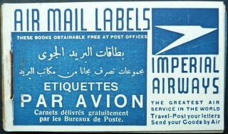 Imperial Airways 1934 Airmail Label Booklet (egypt Edition) - See