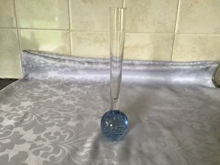 Murano Italian Art Glass Blue Bubble Bud Vase Paperweight Base