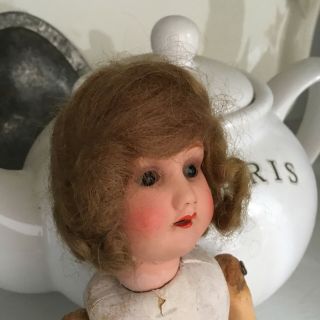 ANTIQUE GERMAN DOLL BISQUE HEAD GLASS EYES PAPER MACHE BODY MARKED GERMANY A 390 3