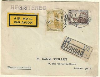 Iraq To France Air Mail Cover From Baghdad Via Cairo 1927 Scarce