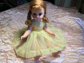 Vintage 1950’s Madame Alexander Lissy Doll Yellow Dress W/tag