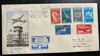 1950 Lydda Israel First Flight Airmail Cover Ffc To York Usa