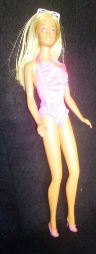 1966 Vintage Blonde Barbie Doll In Swimsuit,  Shades,  Shoes: Mattel Made In Japan
