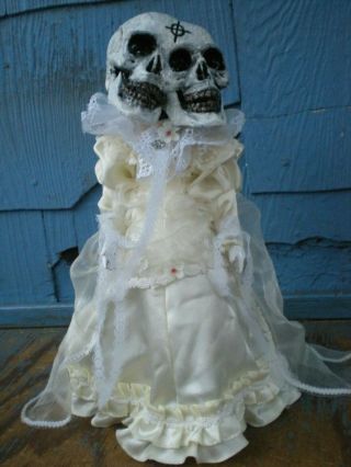 Ooak Handmade Creepy Skull Heads Mourning Doll Grave Doll Horror Spooky Ghost