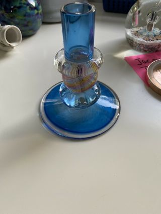 Chatham Glass Company Jewel Tube Bud Vase Blue Pink Yellow 5” Signed