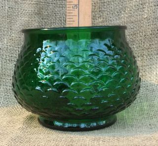 Vintage Emerald Green Glass Bouquet Vase Fish Scale Texture By E.  O.  Brody Co.