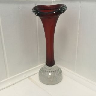 Jack In Pulpit Glass Vase.  Red/clear Control Bubble.  Swedish?