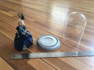 Miniature Porcelain Dollhouse Doll - Victorian Lady,  Glass Dome Display
