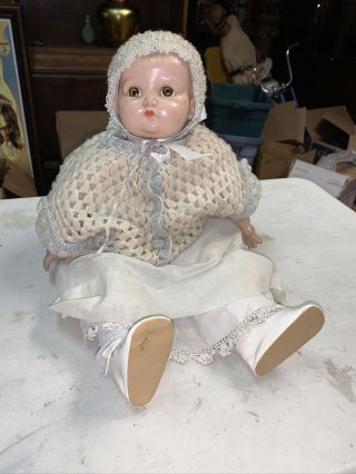 Vintage Ideal Baby Doll Magic Skin Sleepy Eyes Composite Head Molded Hair 1940s
