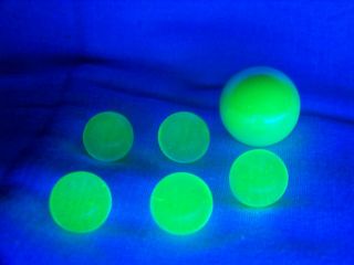 6 Ultraviolet Uv Vaseline Uranium Glass 5 - 9/16 & 1 Shooter Marbles ( (id144577
