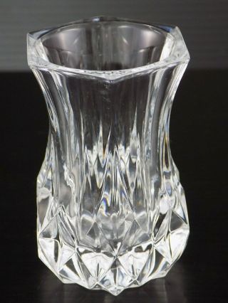 Vintage Cut Glass Vase 3 " Toothpick Holder Tapered Center Hexagon Shaped Top