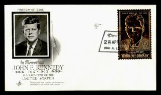 1969 Umm Al Quwain Fdc Jfk John F Kennedy Gold Foil Artcraft Cachet