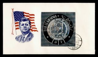 1968 Ras Al Khaima Fdc 5th Anniv Death Of Jfk John F Kennedy Foil Stamp