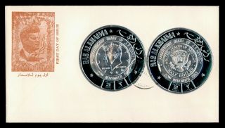 1968 Ras Al Khaima Fdc 5th Anniv Death Of Jfk John F Kennedy Foil Stamps