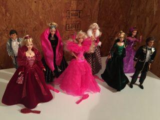 Holiday Barbies And Two Ken Dolls