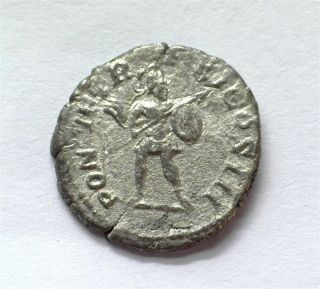 196 - 217 AD ROMAN AR DENARIUS CARACALLA MARS WITH SPEAR AND SHIELD ABOUT UNC 3