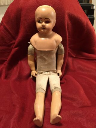Antique Doll Paper Mache Doll With Cloth Body