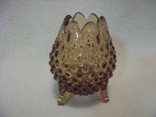 Amber Glass Hobnail 3 Footed Egg Shaped,  Fenton Vase