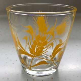 Vintage Hazel Atlas Sour Cream Glass 1/2 Pint In Yellow " Wheat " Pattern Exc.  950