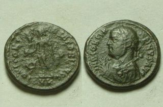 Rare Ancient Roman Coin Constantine Scepter Mappa Jupiter Victory Wreath