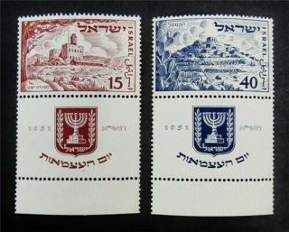Nystamps Israel Stamp 46,  47 Og Nh $40 With Tabs J1y896