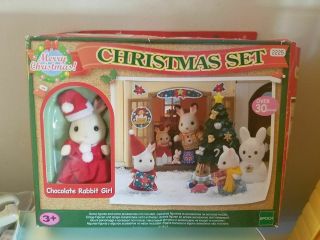 Calico Critters Sylvanian Families Christmas Tree Set With Chocolate Rabbit Girl
