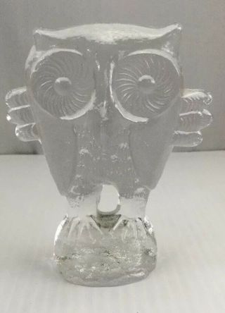 Vintage Clear Glass Owl Figurine Paperweight Stunning