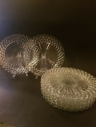 2 (two) Waterford (waffle) Depression Glass 9 5/8 In.  Dinner Plates Hocking 1938