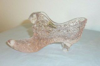 Vintage Fenton Pink Daisy & Button Cat Face Glass Shoe