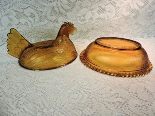 Indiana Glass Amber Hen on Nest Dish - Actual Age Unknown 3