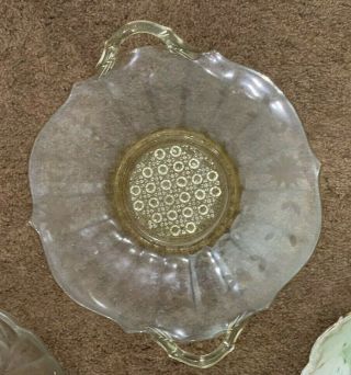 Vintage Lancaster Yellow Depression Glass Cake Plate Platter Jubilee Pattern