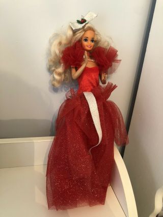 80’s Happy Holidays Barbie 1988 Special Edition Christmas Mattel Red Dress 1980