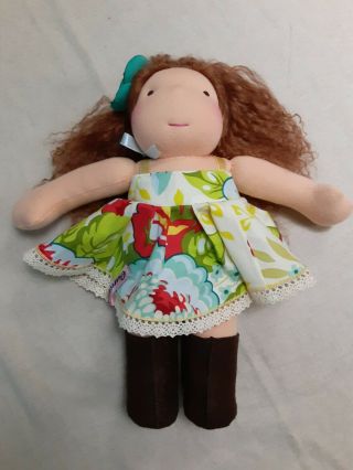 Handmade Waldorf Style Doll 12 " With Fluffy Wool Hair,  With Boots & Dress Eunart