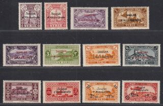 Alexandretta Hatay Scott 1 - 12 Xf Lh 1938 Overprinted Syrian Stamps Scv $114.  25