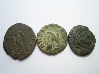 Three Old Roman Bronze Coins