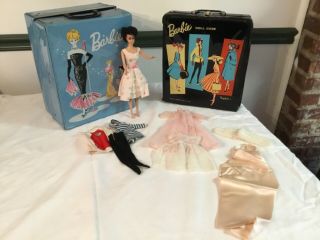 Vintage 1960s Mattel Barbie Doll,  Clothes,  And Doll Cases