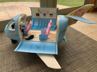 1999 Barbie Blue Jet Plane Airplane Jumbo 22007 Mattel Microphone Toy Vintage