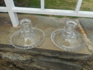 Vintage Imperial Glass Candlewick Candle Holders Beaded Edge