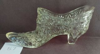 Vintage Fenton Art Glass Clear Daisy & Button Shoe Slipper