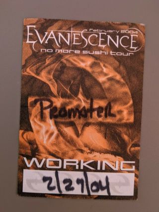 Evanescence 2004 No More Sushi Tour Concert Satin Backstage Pass Unpeeled