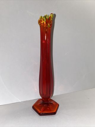 Rare Vintage Westmoreland Glass Amberina 6 Sided Swung Bud Vase