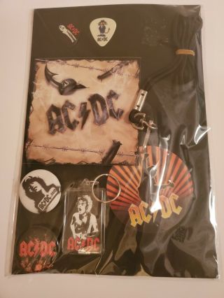 Ac/dc 2009 Official Fan Club Kit With Lanyard,  Keychain,  Picks,  Buttons,  Sticker