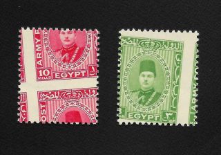 Egypt 1939 King Farouk Military Set Of 2 Misperforated Mnh Vf