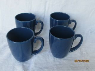 Set Of 4 Dark Blue Corelle Stoneware Mugs Cups
