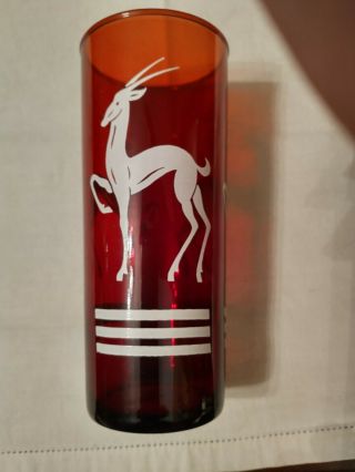 Vtg Fire King Royal Ruby Red Gazelle Design 6.  5 " Tall Iced Tea Collins Glass