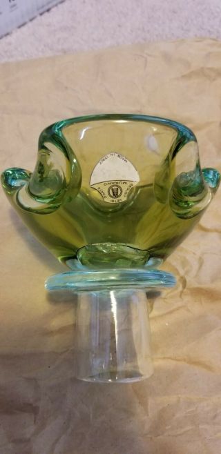 Murano Glass Light Green Wine Stopper Or Candle Holder