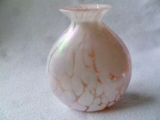 Silvestri Iridescent Pink Hand Crafted Blown Art Glass Bud Vase -