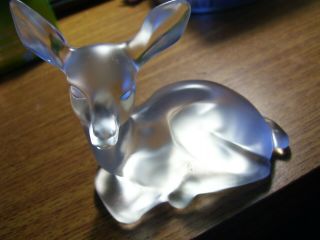 Vtg Fenton Frosted Glass Baby Deer Paperweight Figurine