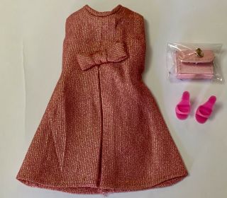 Vintage Barbie Clone Mod Pink And Gold Cocktail Dress